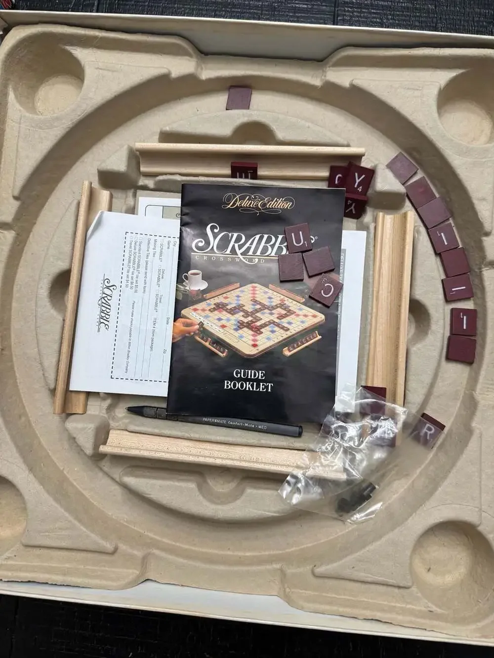 Vintage 1989 Scrabble Deluxe Edition Crossword Game with Turntable Base #4034